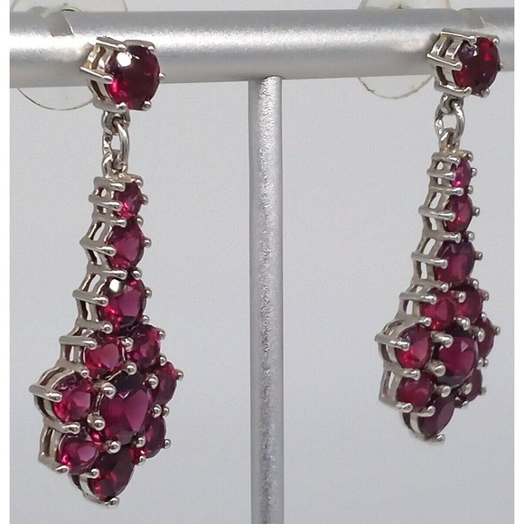 Pink Gemstone Chuck Clemency Earrings STS 925 Sterling Silver Dangle Sparkly! - Picture 2 of 12